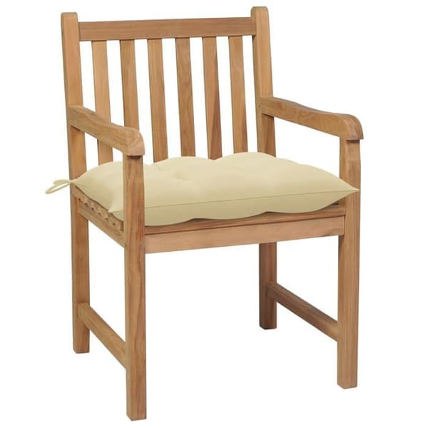 Maison Exclusive - Trädgårdsstolar set om 4 med kuddar i krämvitt, solid teak Krämvit (kuddar)