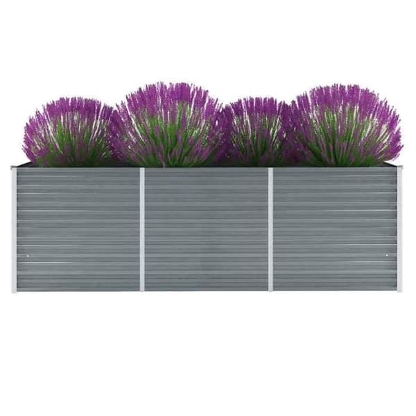 Höjd planteringslåda - EXKLUSIV HEM - 240x80x77 cm - Galvaniserat stål - Grå - Väderbeständig Grå