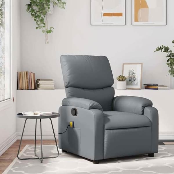 Maison Exclusive - Grå læderlook massage stol med vippefunktion Grå