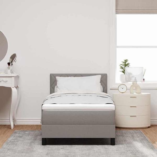 Sengestel med madras - EKSKLUSIV HUS - Boxspring seng - 90x200 cm - Taupe - Justerbar hovedgærde Mol