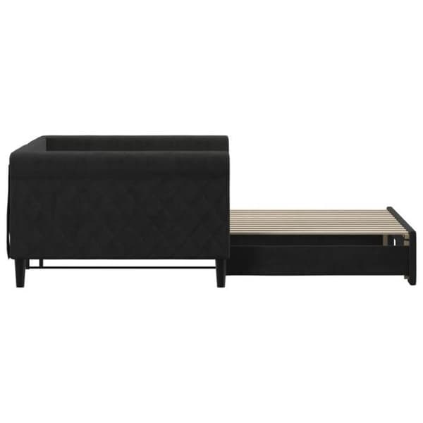 Sofa - EKSKLUSIV HUS - Sofa med udtræk - 100 x 200 cm - Sort velour - Lamelseng svart