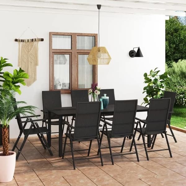 Maison Exclusive - Have spisebordssæt 9 dele sort