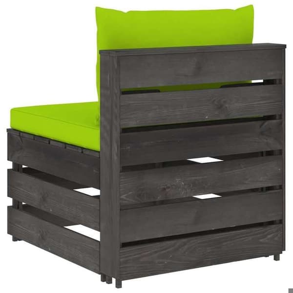 Maison Exclusive - Central sektionell soffa med kuddar, trä impregnerat i grått