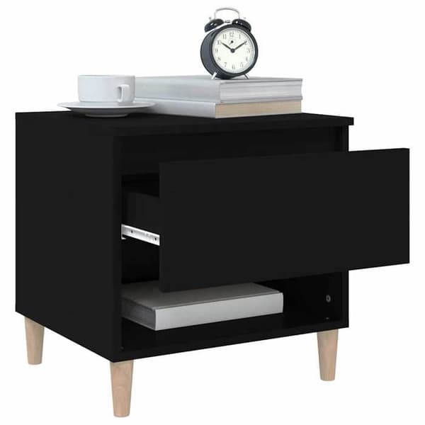 Natskab - EKSKLUSIV HUS - 50 x 46 x 50 cm - Ingeniørtræ - Sort - Sæt af 2 Svart