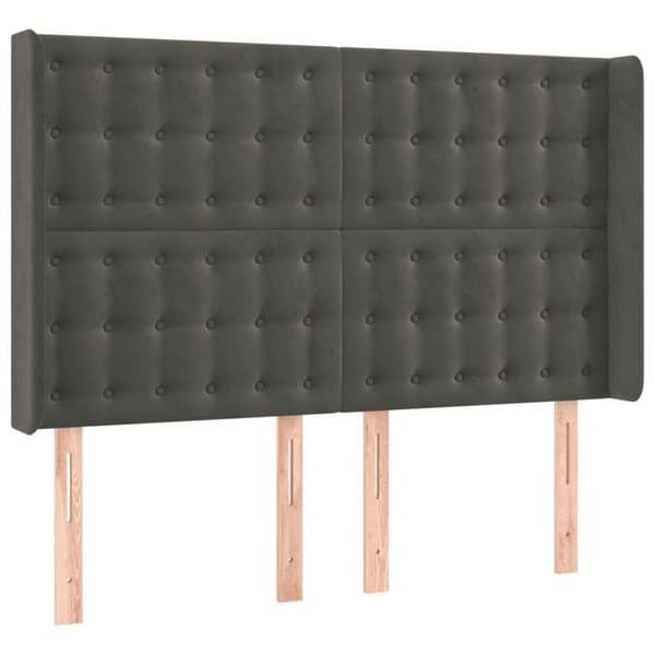 Maison Exclusive - Päätylevy korvilla Tummanharmaa 147x16x118/128 cm Sametti mörkgrå