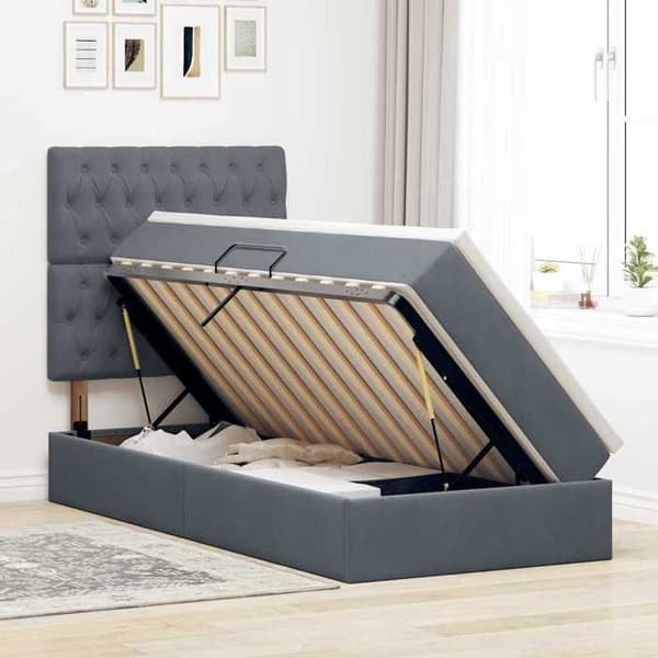 Maison Exclusive - LED opbejdningsseng med madras Mørkegrå 90 x 200 cm Mörkgrå
