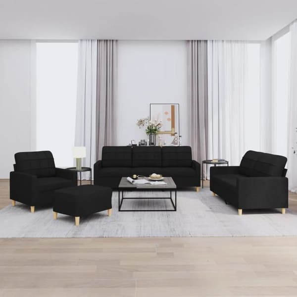 Maison Exclusive - Sæt af 4 sofaer med puder Sort Stof