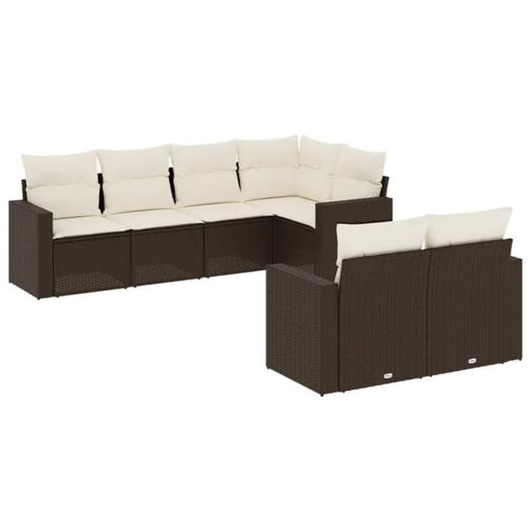 Maison Exclusive - Trädgårdsmöbler med kuddar 7 delar brun flätad resin