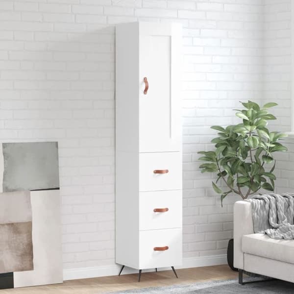 Maison Exclusive - Buffé hög Vit glänsande 34,5x34x180 cm Ingenjörsträ