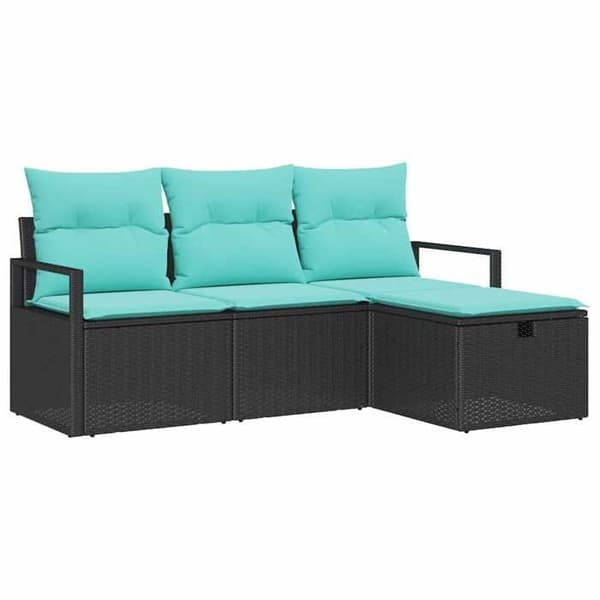 Maison Exclusive - Sofa Sæt 4 pc 4-Sæders Sort og Turkis
