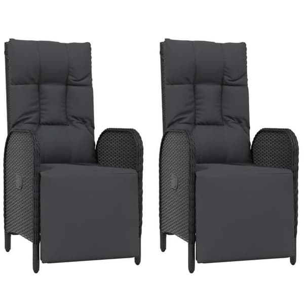 Maison Exclusive - Trädgårds matsalsset med kuddar 5 delar Svart flätad resin
