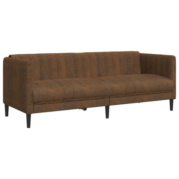 Maison Exclusive - 3-personers sofa i brun kunstlæder