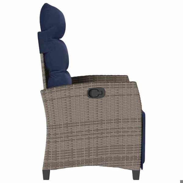 Maison Exclusive - Säädettävä puutarhatuoli ja harmaa polyrottinkipöytä
