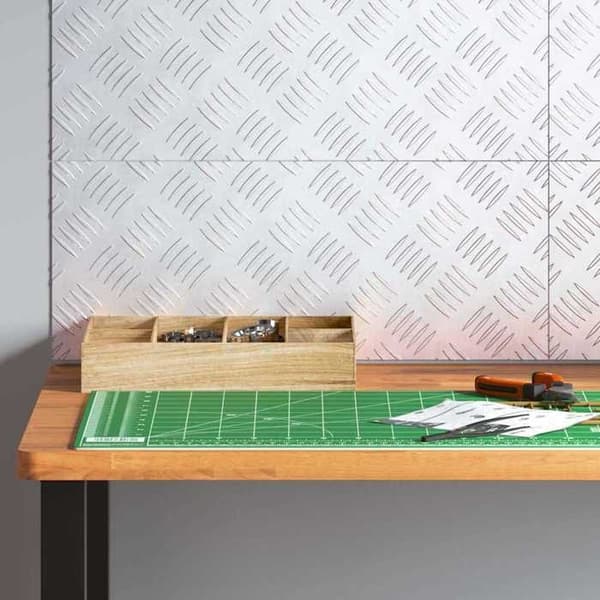 Gulvmåtte - EKSKLUSIVT HUS - 50 x 20 cm (sæt af 4) - Aluminium - Ternede mønster - Sølv Silver