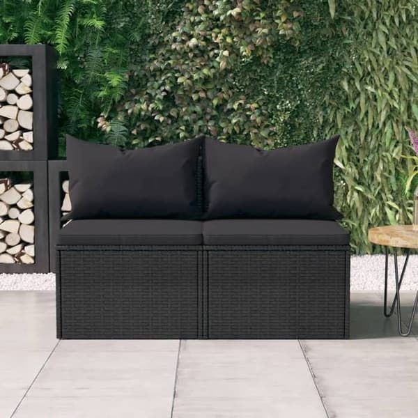 Havemøbel - EKSKLUSIVT HUS - Central sofa 2 dele - Sort - Vævet harpiksmateriale - Stålramme Svart