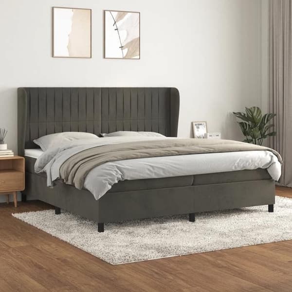 Maison Exclusive - Sänkylaatikko ja harmaa samettimatrassi 200x200cm