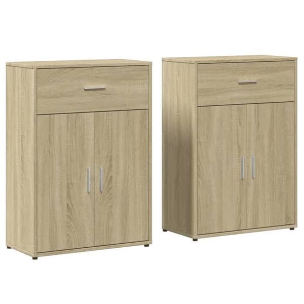 Maison Exclusive - Bufféer 2 st ek sonoma 60x30x84 cm ingenjörsträ