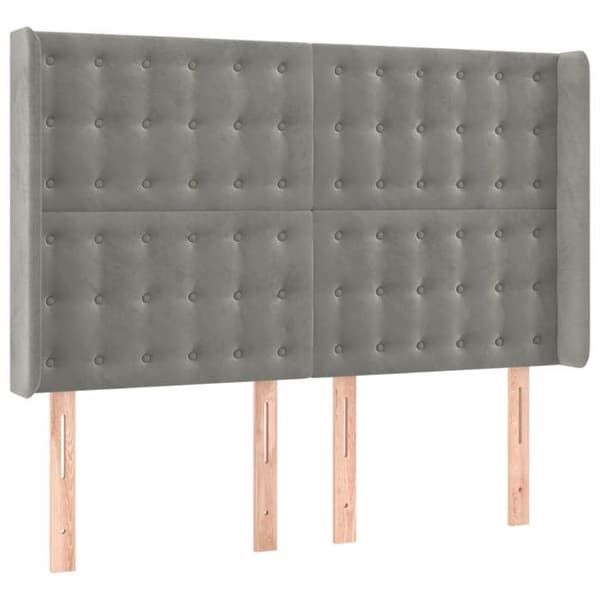 Maison Exclusive - LED Hovedgærde Lys Grå 147x16x118/128 cm Velour ljusgrått
