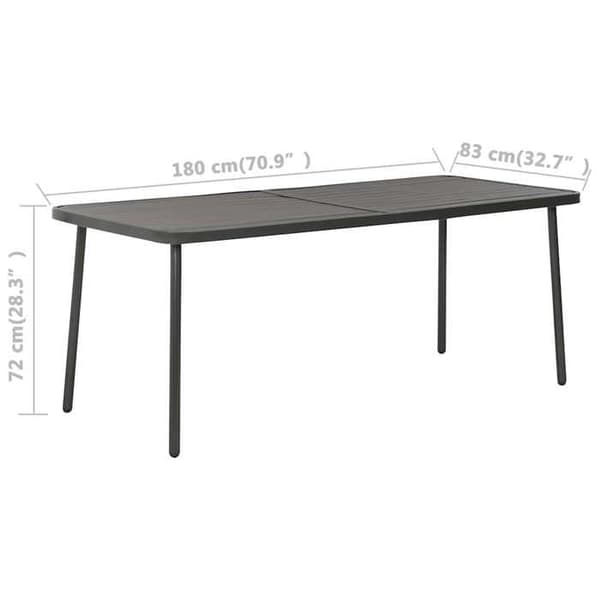 Maison Exclusive - Tummanharmaa puutarhapöytä 180x83x72 cm Teräs