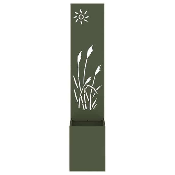 Havemur - EKSKLUSIV HUS - 32 x 32 x 150 cm - Robust stål - Mat finish - Olivengrøn Olivgrön