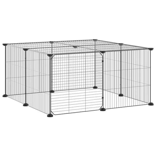 Maison Exclusive - Kæledyrbur med 12 paneler og dør Sort 70x70x35 cm