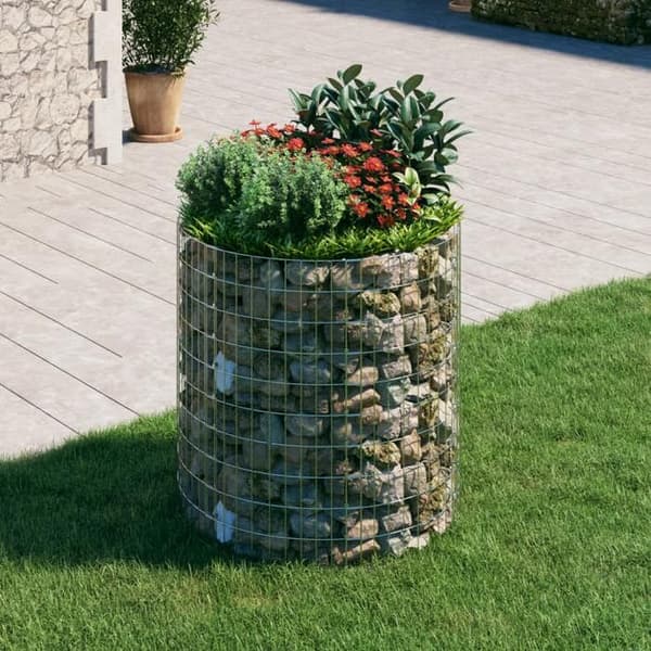 Maison Exclusive - Cirkulär gabionstolpe Galvaniserat stål Ø100x100 cm silver-