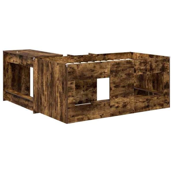 Maison Exclusive - Høj seng til børn med skrivebord 2 pc Røget eg Rökt ek