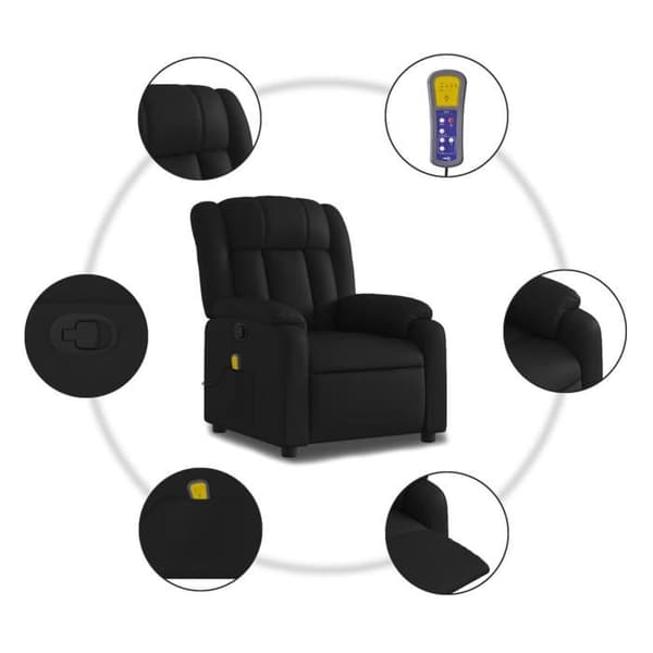 Maison Exclusive - Sort læderlook massage stol med vippefunktion