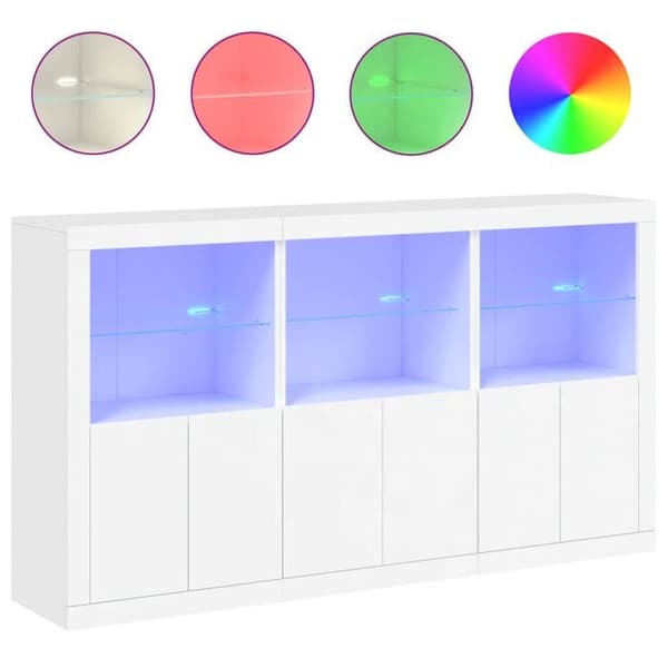 Maison Exclusive - Buffet med hvide LED-lys 181,5x37x100 cm