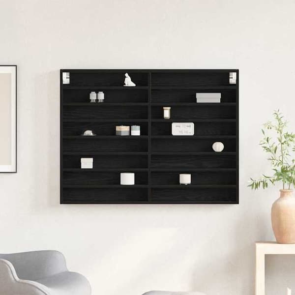 Maison Exclusive - Vitrine Vægmontering Sort Eg 100 x 8,5 x 75 cm svart ek