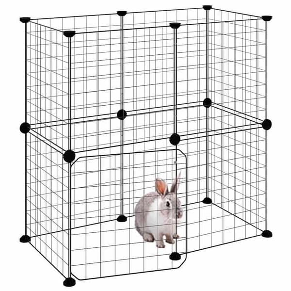 Maison Exclusive - Kæledyrbur med 12 paneler og dør Sort 70x35x70 cm