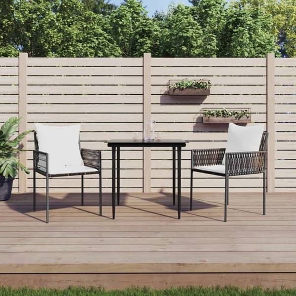 Maison Exclusive - Trädgårdsset 3 delar med kuddar i flätad resin och stål