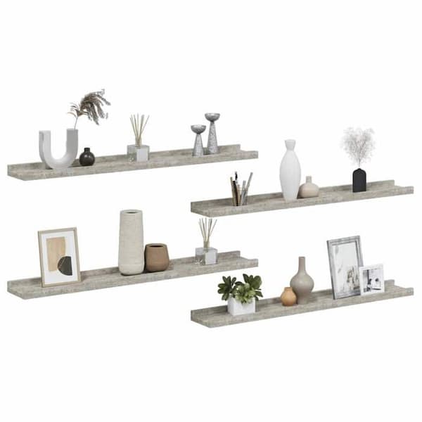 Maison Exclusive - Seinähyllyt 4 kpl Harmaa betoni 80x9x3 cm