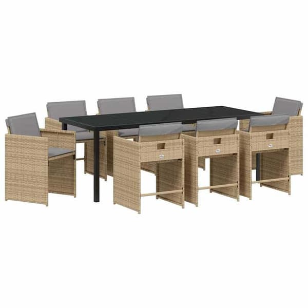 Maison Exclusive - 9 pc spisestue sæt til haven i beige polyrotin beige