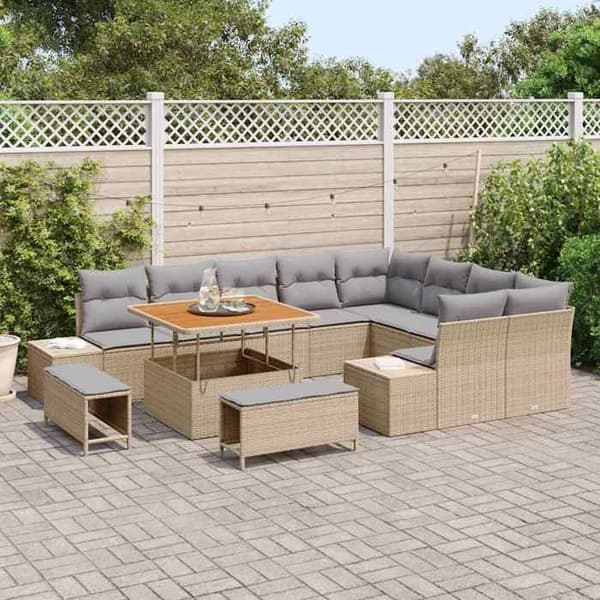 Maison Exclusive - 12 osan puutarhakalustesarja 11 paikkaa Beige Polyrottinki