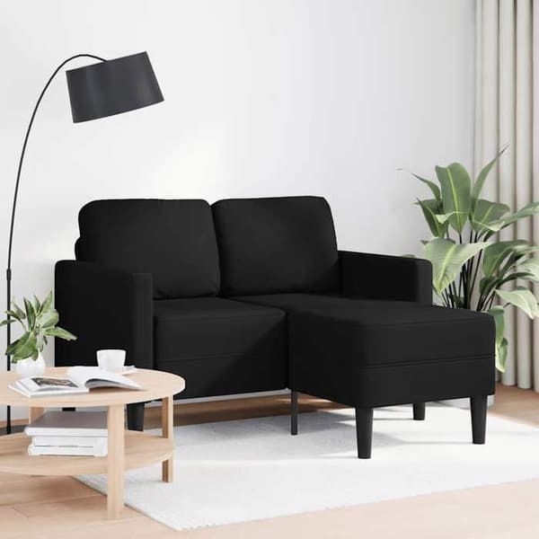 Maison Exclusive - 2-sits soffa med L-formad divan i svart 125 cm konstläder