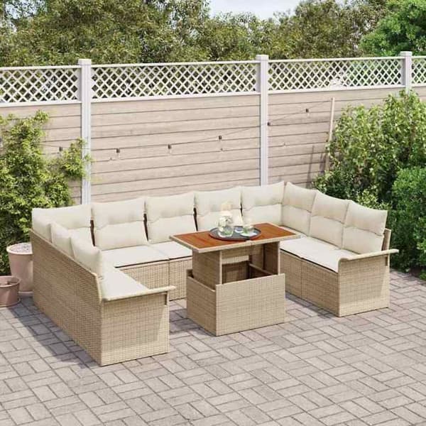 Maison Exclusive - Sæt af 10 pc have-sofa i beige poly rattan
