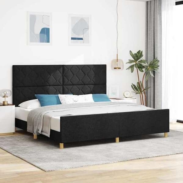 Sengestel - EKSKLUSIV HUS - Velour - Sort - 200 x 200 cm - Skjult opbevaring Svart