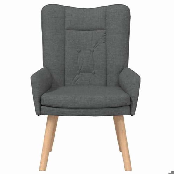 Fåtölj - EXKLUSIV HEM - 63 x 67 x 94 cm - Mörkgrå - Polyester tyg - Gummiträ ben Mörkgrå