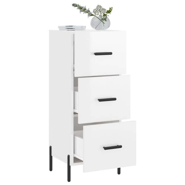 Maison Exclusive - Buffé Vit glänsande 34,5x34x90 cm Ingenjörsträ Vit