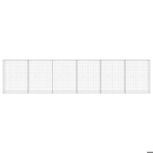 Maison Exclusive - Gabionvägg med galvaniserade stålskydd 300x30x100 cm silver-