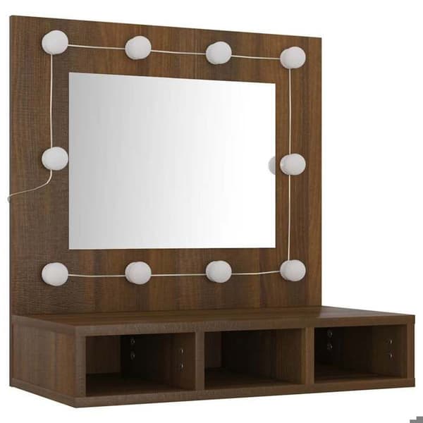 Maison Exclusive - Spejlskab med LED Egetræ brun 60x31,5x62 cm