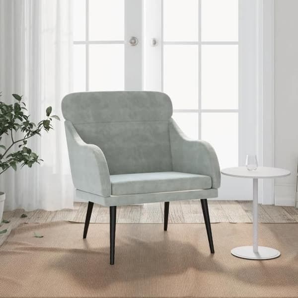 Stol - EKSKLUSIV HUS - 63x76x80 cm - Velour - Lys grå - Metalramme Ljusgrått