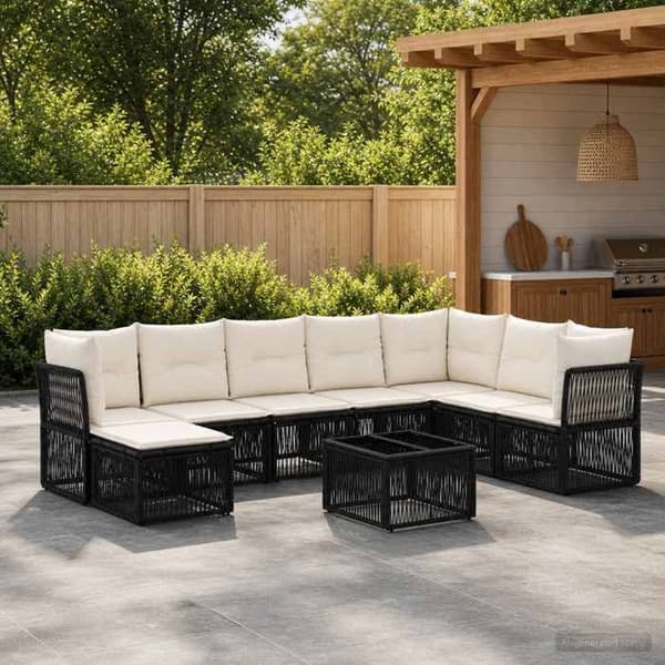 Maison Exclusive - 9 stk. have-sofa sæt i sort polyrotin