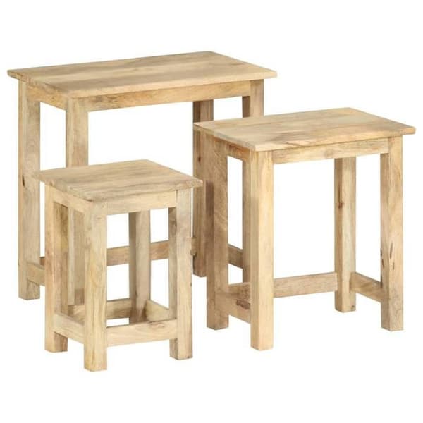 Maison Exclusive - 3-delars sidobord i solid mangoträ