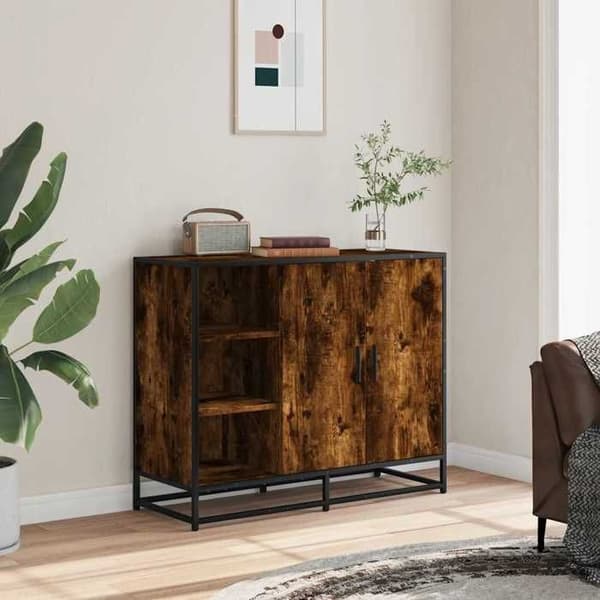 Maison Exclusive - Buffé ek rökig 92x35x76 cm ingenjörsträ