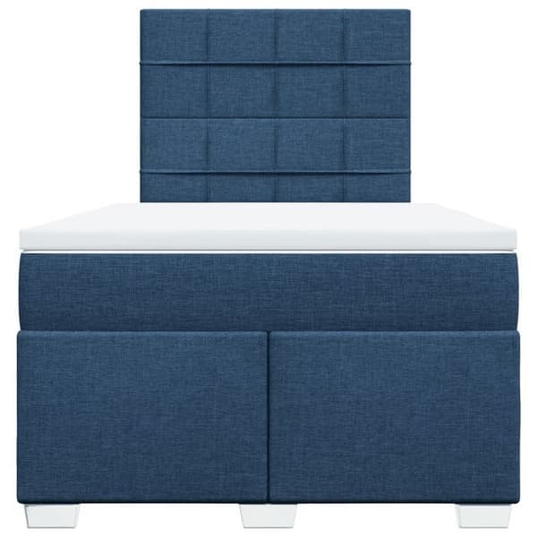 Maison Exclusive - Seng med lameller og madras Blå 120x200 cm Stof