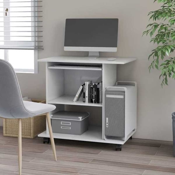 Maison Exclusive - Hvidt computerbord 80x50x75 cm i ingeniørtræ