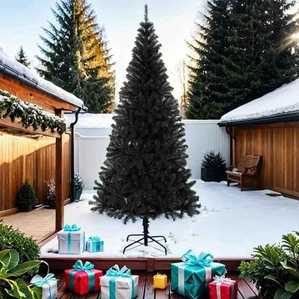 Kunstig juletræ - EKSKLUSIV HUS - 210 cm - Sort - PVC - Stålben Svart