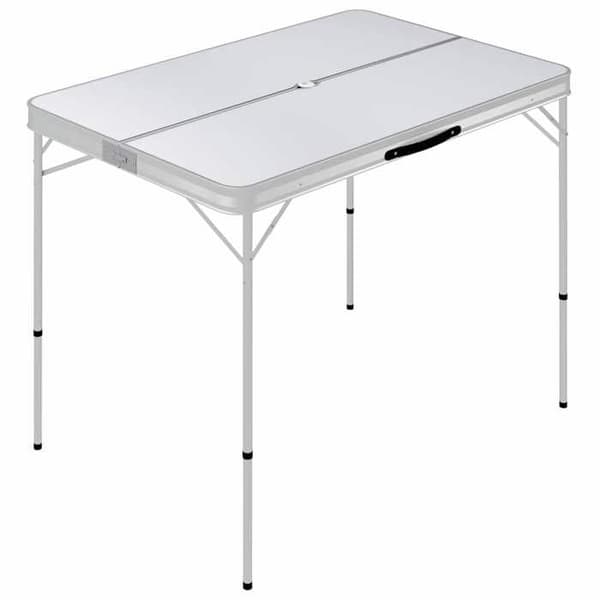 Maison Exclusive - Fällbart campingbord med 2 bänkar i aluminium vit